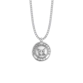 1-1/8 Inch Round Nickel Silver U.S. Navy Medal with St. Michael on Back