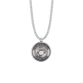 1-1/8 Inch Round Sterling Silver U.S. Marine Corps Medal