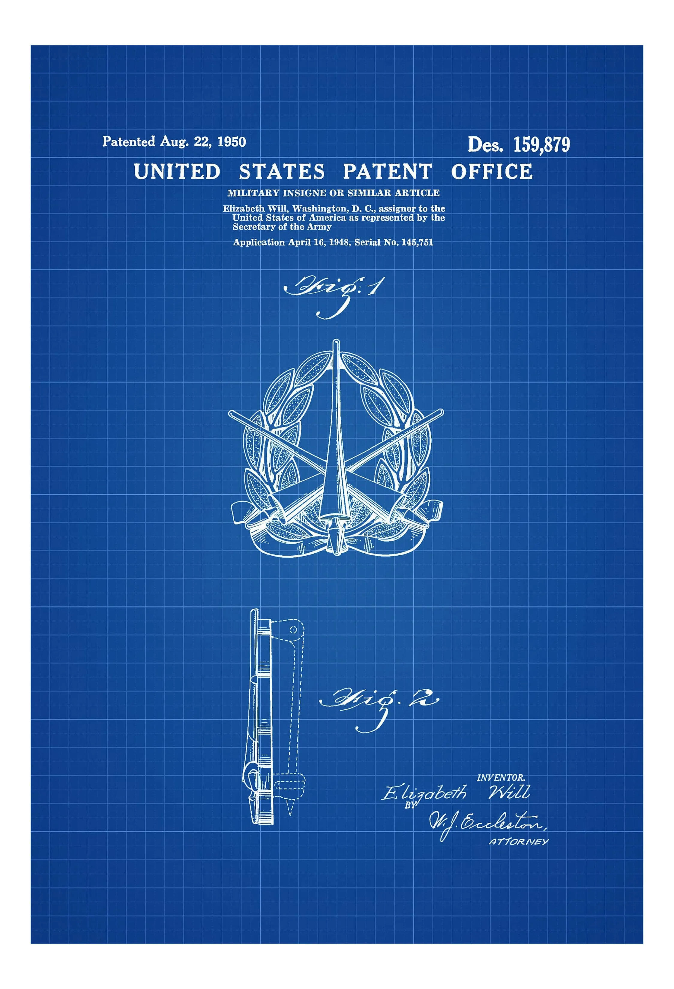 Army Insigne Patent - Patent Print, Wall Decor, Military Decor, Military Insigne, Army Gift, Military Gift, Military Medal