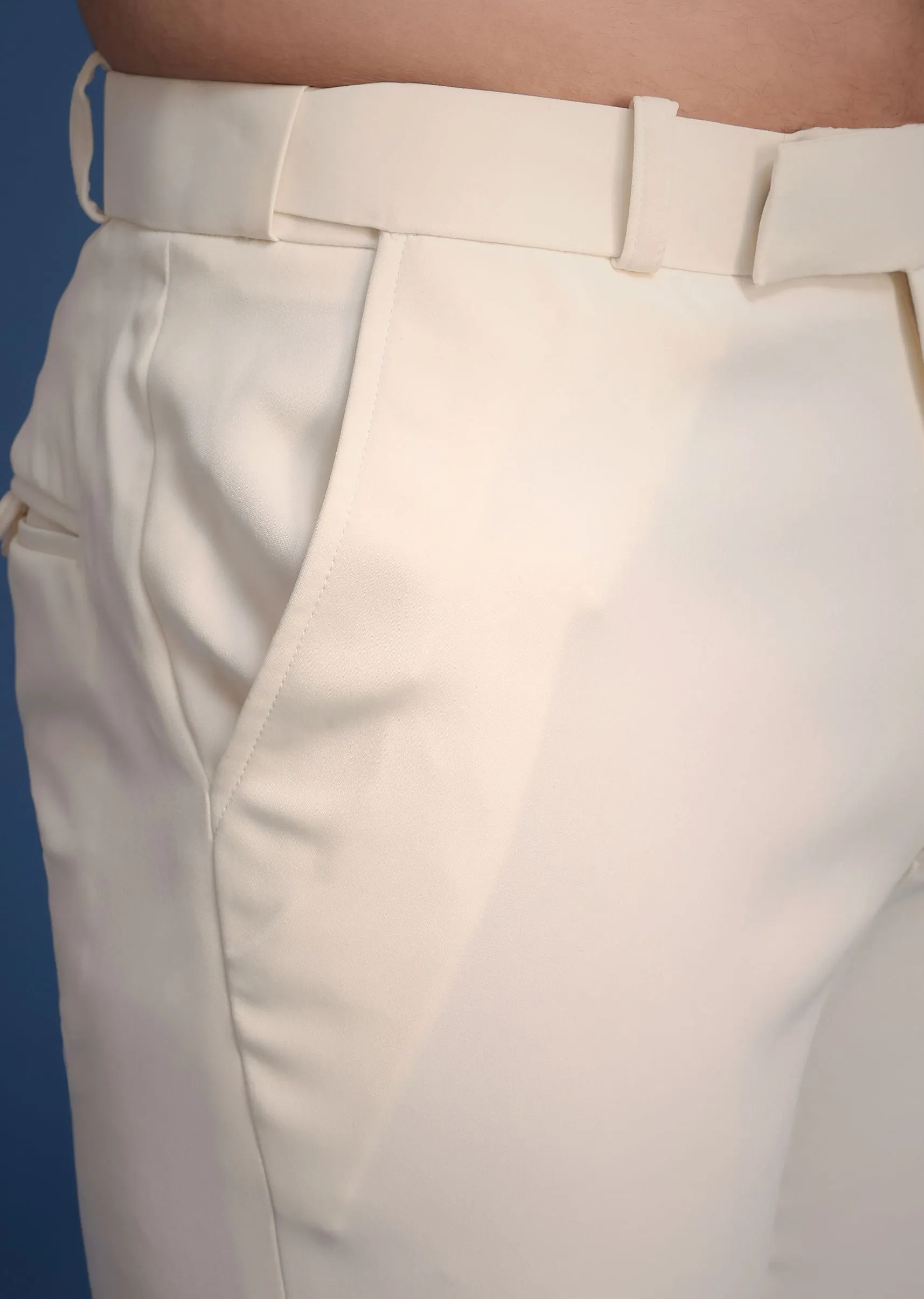 Cream Indowestern Suit With Zari And Metal Work Broach