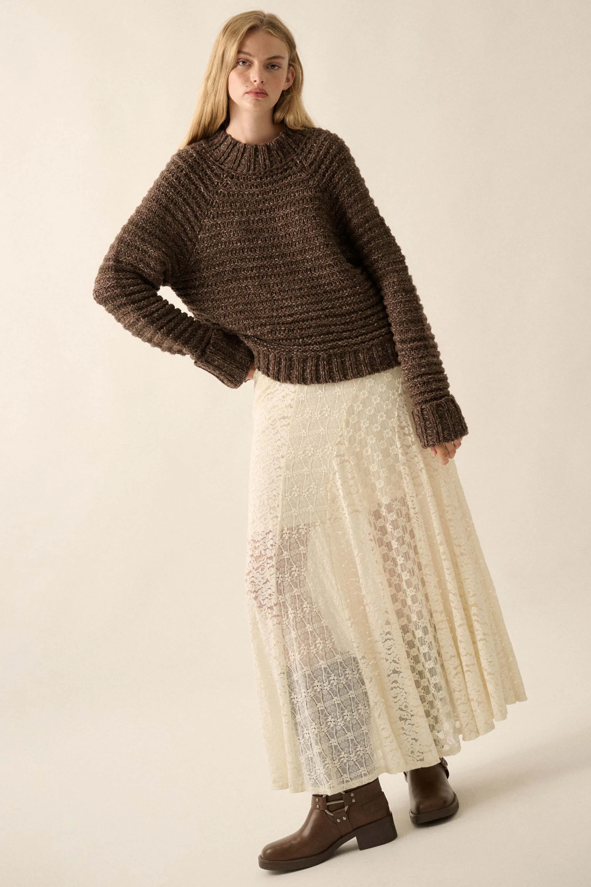 Get Comfy Chunky Horizontal Rib-Knit Sweater