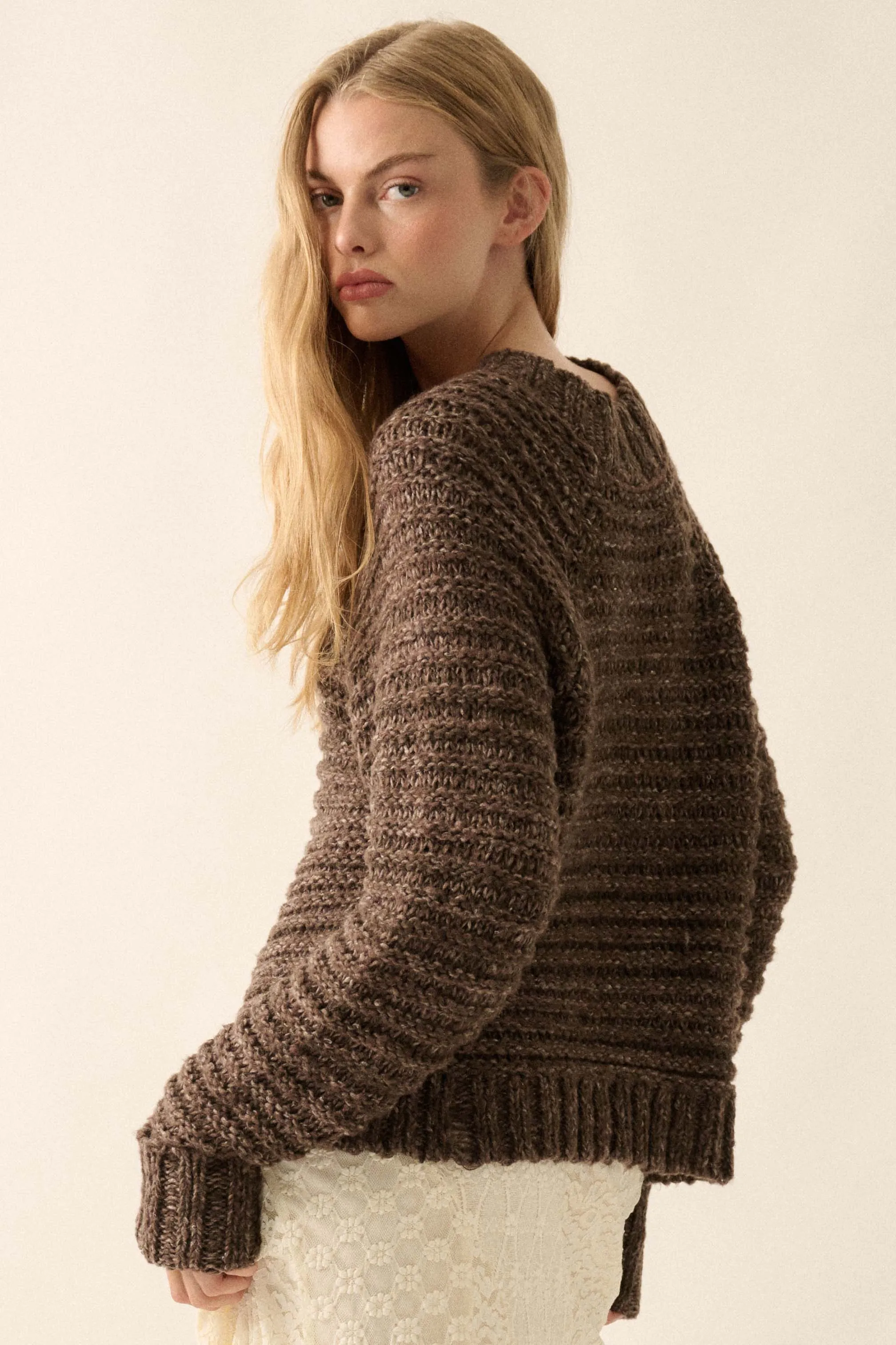 Get Comfy Chunky Horizontal Rib-Knit Sweater
