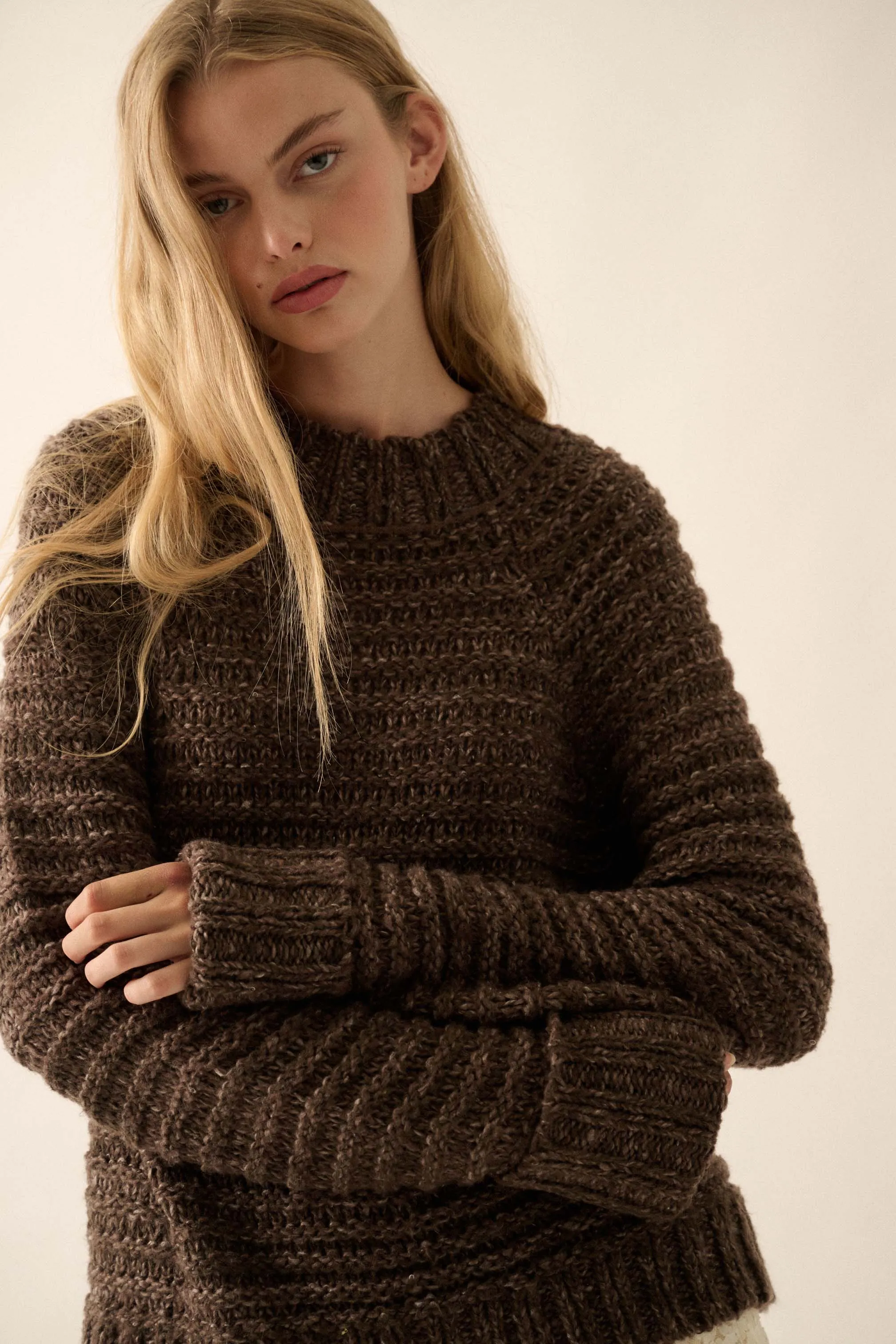 Get Comfy Chunky Horizontal Rib-Knit Sweater