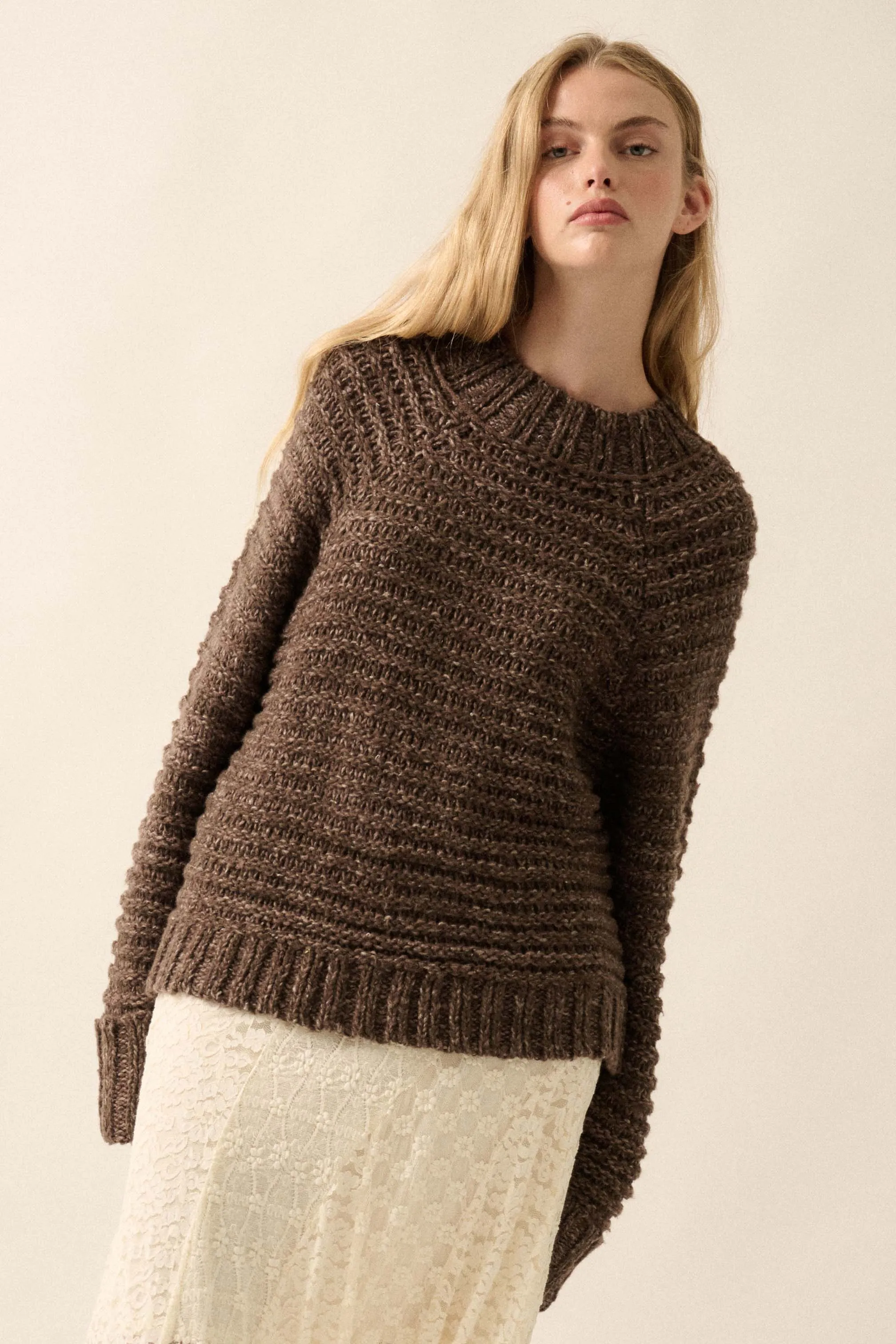 Get Comfy Chunky Horizontal Rib-Knit Sweater