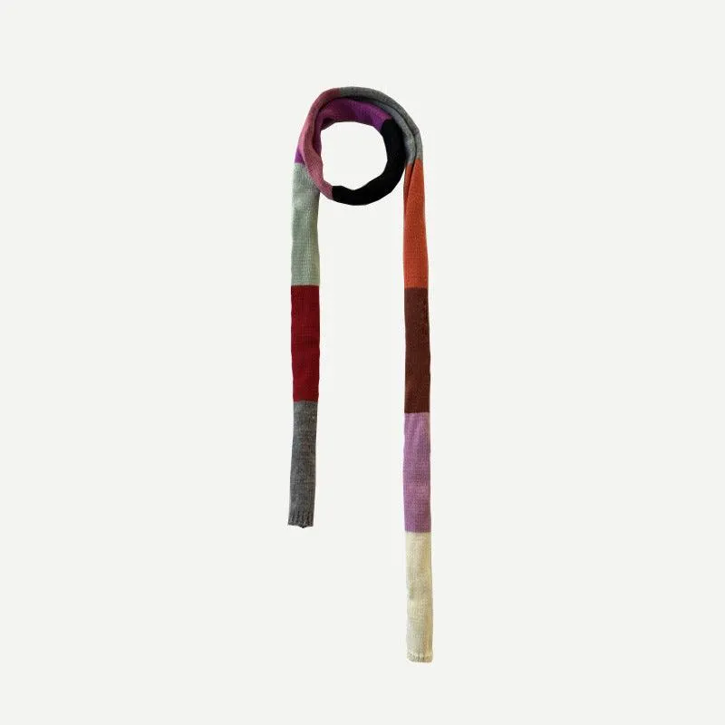 Ladies Striped Colorful Skinny Wool Scarves YW011