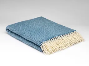 McNutt | Heritage Pure Wool Blanket | Blue Sky Herringbone