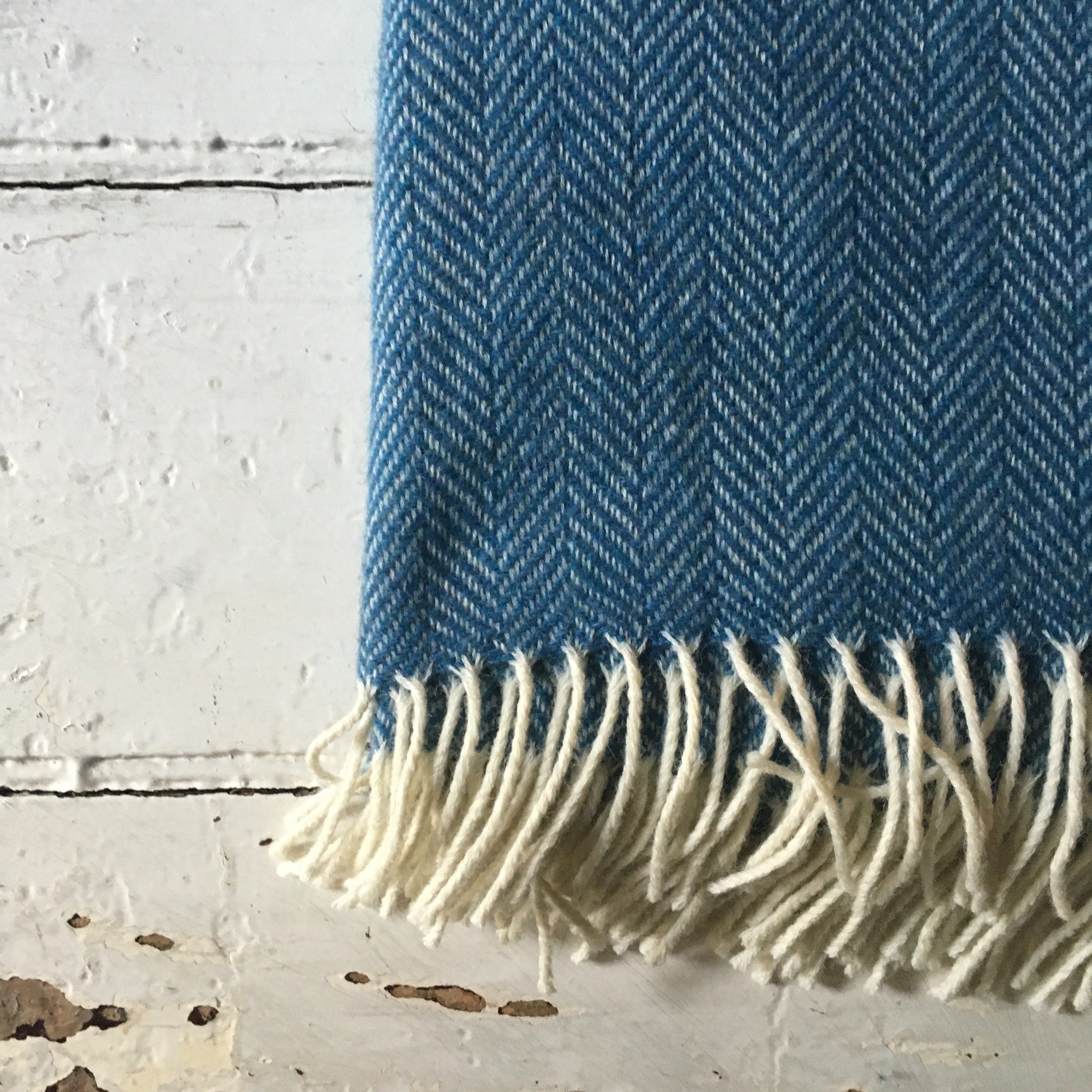 McNutt | Heritage Pure Wool Blanket | Blue Sky Herringbone