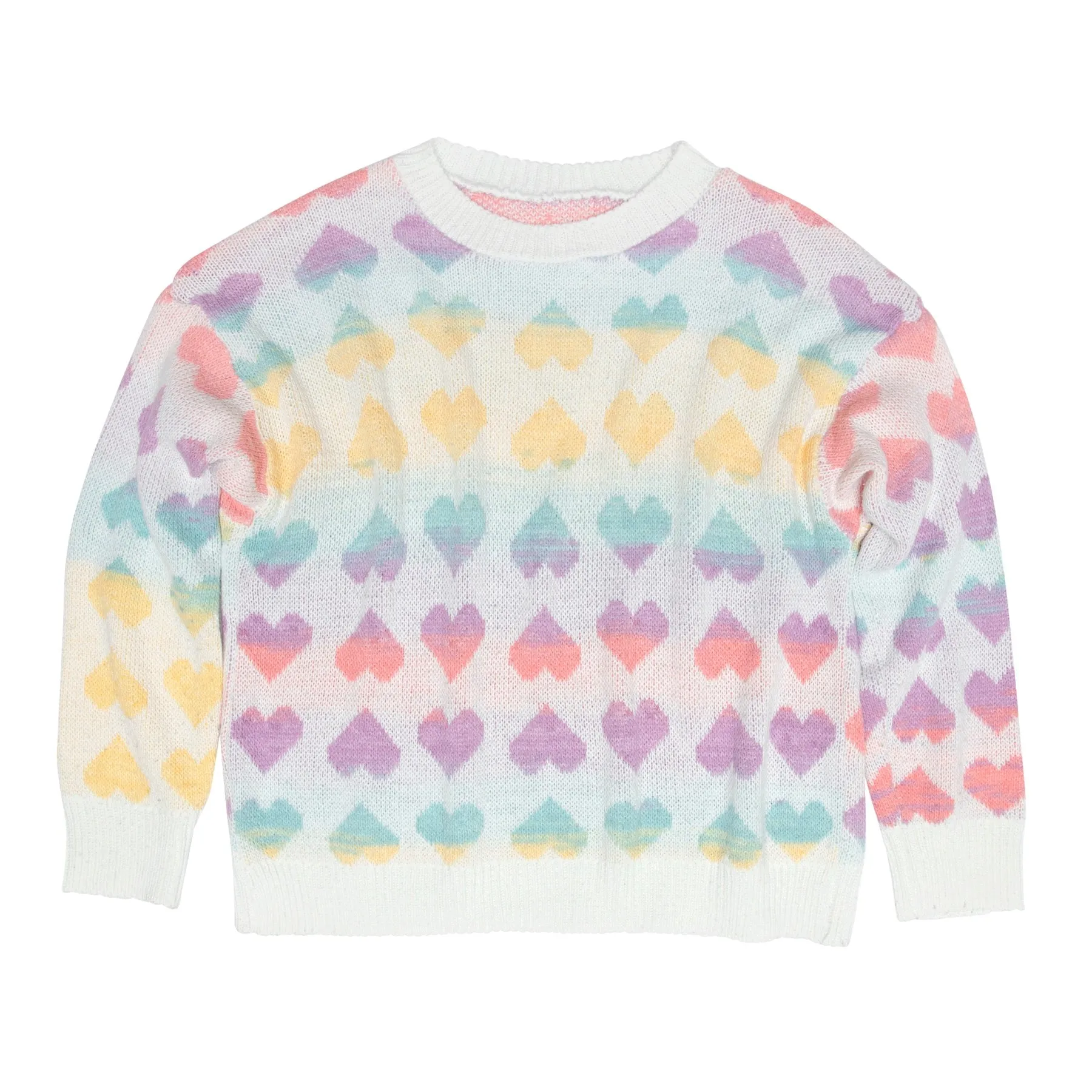 Pop Art Intarsia Virgin Wool Stockinette Crewneck Pullover